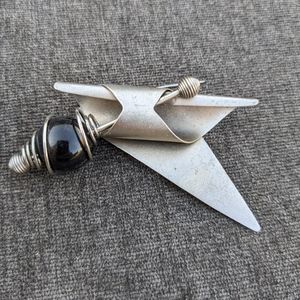 Vintage Eighties Silver and Black Brooch